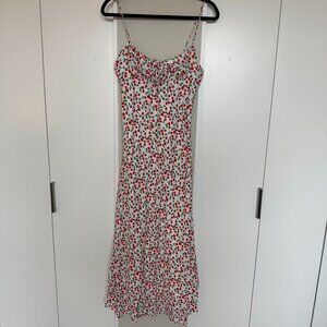 Princess Polly Kaplan Midi Dress - Red/White Cherry Pattern - Size 4